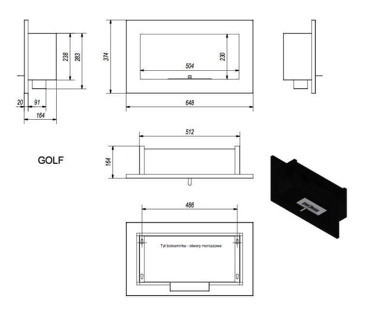 Биокамин Kratki GOLF стальной, TUV